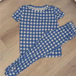 Kid's Posh Peanut Bamboo Pajama Set 5T Blue White Gingham